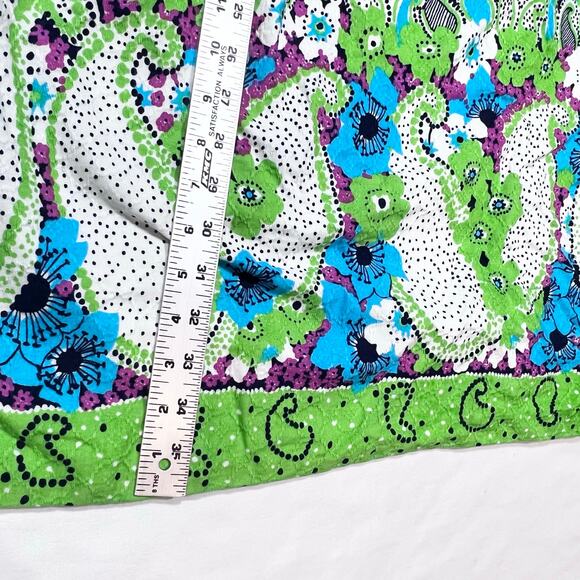 Vintage 60s Bullocks Wilshire Dress Size 00 Blue Green Floral Polka Dot Abstract - Picture 11 of 12